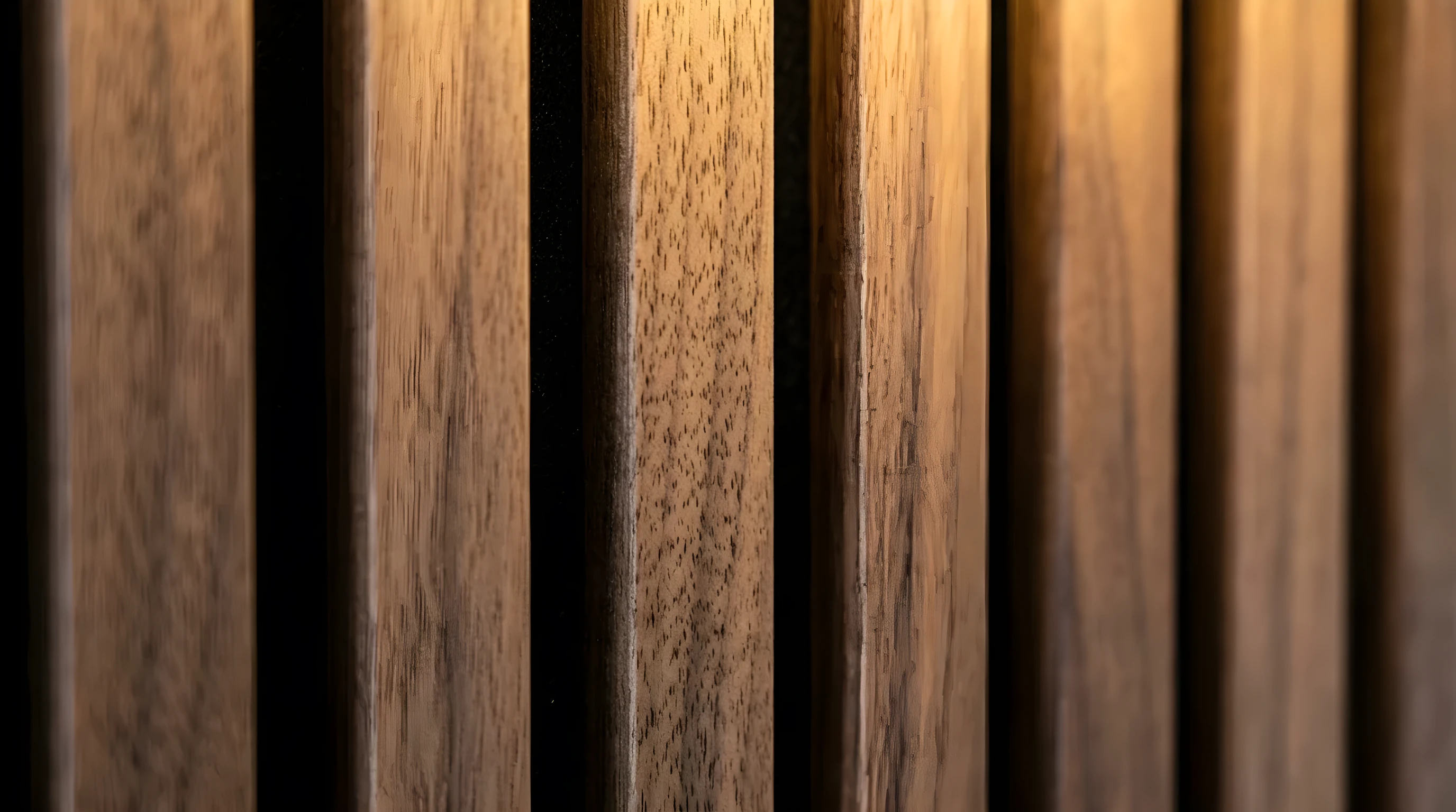 Close-up of the walnut slats